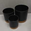 3 Pack 6/5/4 inch Cylindrical Flower Pots, Modern Small Round Plastic Plant Pots with Drainage Holes & Saucers, Clean and Refined Planter Pots for Outdoor, Indoor & Office Decor (Black Brown)