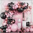 Pink and Black Balloon Arch Kit,120Pcs Retro Dirty Pink Maca Pink Black Clear Balloons Garland Different Sizes for Girls Women Birthday Wedding Baby Bridal Shower Party Decorations
