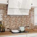 CRE8TIVE 16 Sheets Faux Brick Peel and Stick Backsplash Subway Tile Stick on Backsplash for Kitchen Orange Brown Slate Tile 12"x12" Removable Waterproof Tile Stickers for Bathroom Laundry Room Renters