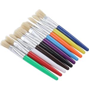 Craft Brushes, Bristle Material Aluminum Tube Interface Easy Flat Paint Brush 5 Flat Brushes and 5 Barrel Brushes