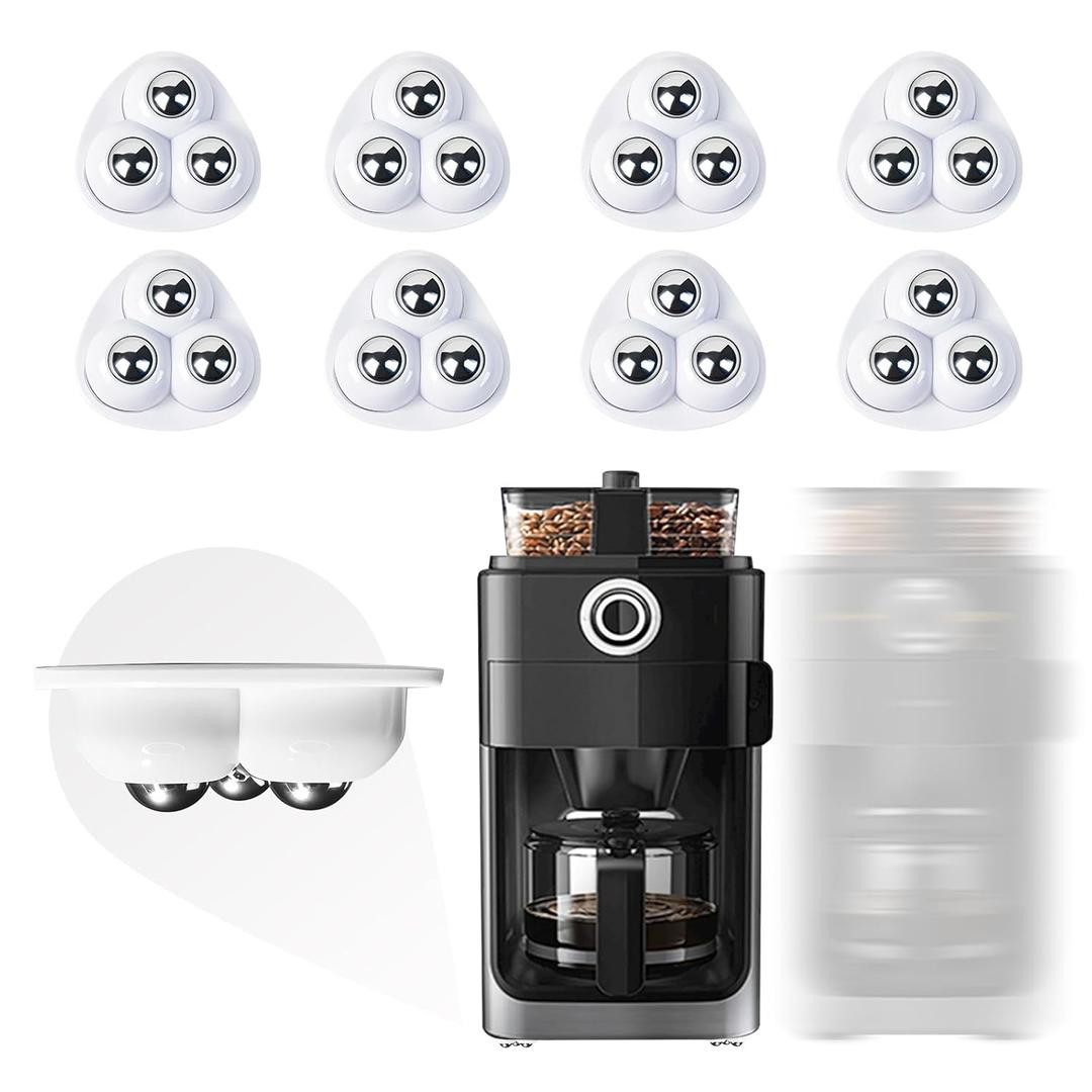 Appliance Casters - Furniture Sliders & Appliance Rollers for Kitchen, Coffee Machine, Blender, Oven - Helps Mom or Wife Easily Solve Countertop Sliding (White, 8pcs)