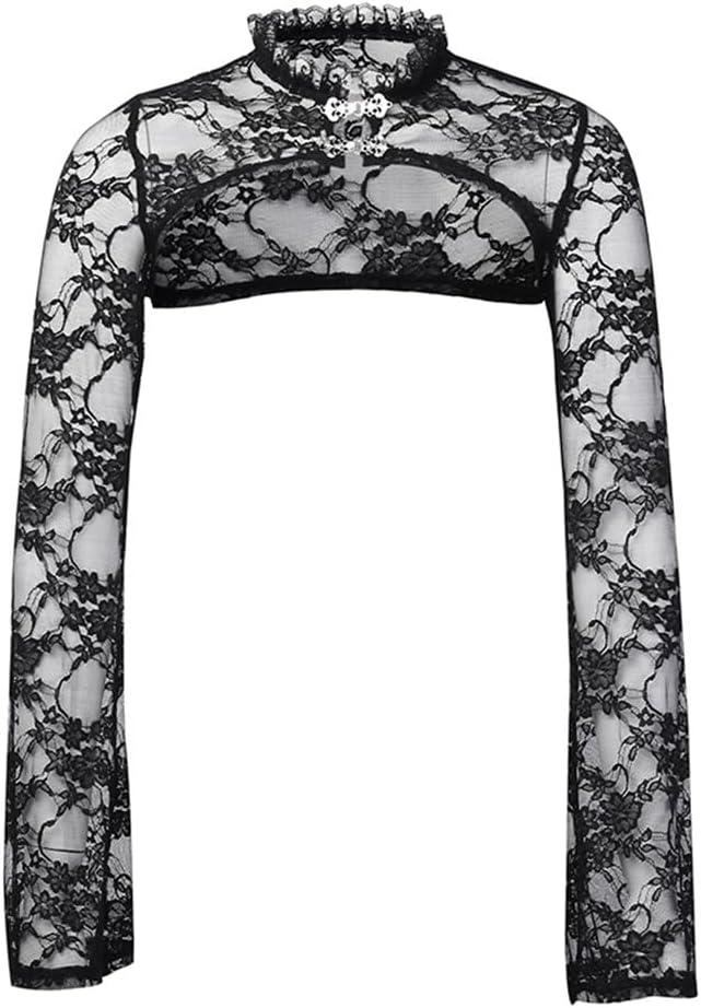 Bolero Shrug Top Trad Goth Black Shawls and Wraps for Evening Dresses Short Cardigan (Black, M)