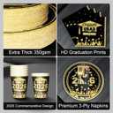 Graduation Plates and Napkins 2026, Graduation Decorations 2026, 403pcs Black and Gold Graduation Decorations with Disposable Plates Napkins Cups Tablecloth, Serve 50