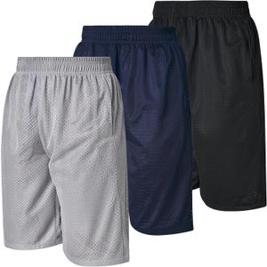 Ultra Performance Men's Athletic Mesh Short's 3 Pack Mens Basketball Shorts Gym Workout & Sport Short with Pockets for Men (5XL, Black / Lt Grey / Navy)