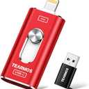 TEARMOS 256GB Photo Stick for iPhone Flash Drive, Memory Stick Phone Storage for Photos and Videos Files Backup, Compatible with iPhone iPad Android PC, Plug & Play, No App Required (Red)