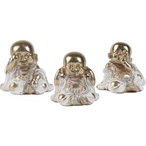 3pcs Buddha Statue Happy Laughing Buddha Figurine,Cute Small Monk Statues,Mini Maitreya Buddha,Car Dashboard and Shelf Decorations Buda,Minimalist for Desktop Ornament Home Decor (Sandstone)