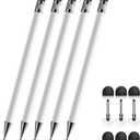 Bopomofo Stylus (5 Pcs), 2-in-1 Stylus Pen for Touchscreen, High Precision and Sensitivity, Suitable for iPhone/ipad/Android Tablets, Compatible with All Touch Screens,White