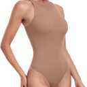 HeyNuts Women's Double Layer High Neck Sleeveless Thong Bodysuit, Ultra Soft Racerback Causal Tank Tops 
M(8/ 10)