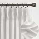 Beige White Pinch Pleated 63 Inch Length Kitchen Window Curtains Over Sink 2 Panels Set, Cute Light Filtering Natural Linen Sheer Cabin Curtain with Back Tab Short Drape Decor Privacy 40"W x 63"L Long