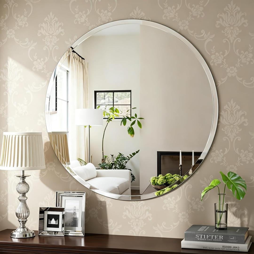 32x32 Inch Bathroom Mirrors for Over Sink, Frameless Mirrors for Wall