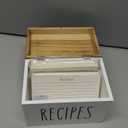 Dahey Wooden Recipe Box White Recipe Organizer with 100 Recipe Cards and 6 Dividers, Recipe Card Holder Box Set with Lid and Slots to Write in Your Own Recipes for Cooking Lover Kitchen, 6.9''x4.3''