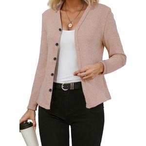 Womens Knit Cardigan Sweaters Long Sleeve Open Front Button Down Lightweight Casual Fall Fashion Jacket Tops OneSize (Gray)