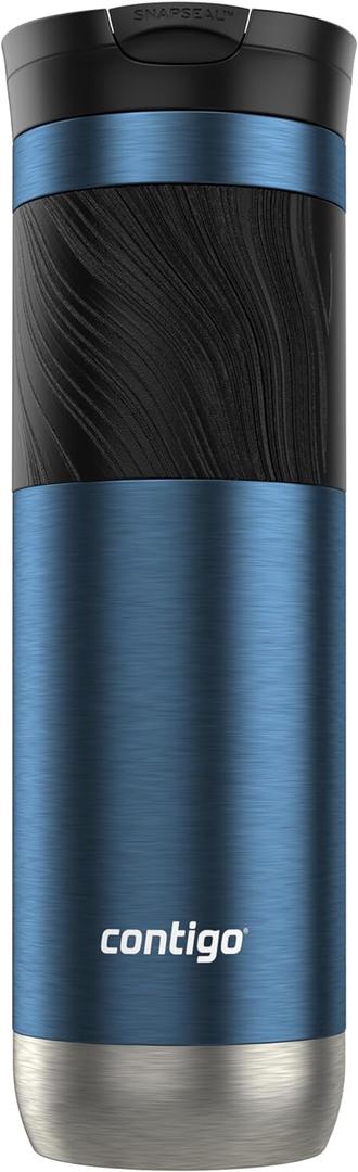 Contigo Byron 2.0 Stainless Steel Travel mug with Snapseal Lid and Grip, 24oz, Blueberry, BPA Free and Leak Proof