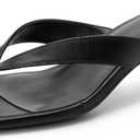 FITORY Women's Sexy Kitten Heel Flip Flops,Square Open Toe Low Heel Sandals, Slip on Comfortable Thong Heels for Causal Size 8, Black)