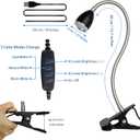 Desk lamp Eye-Caring Table Lamps, 360Rotation Gooseneck Clip on Lamp Reading Light, Portable Reading Book Light, Clamp Light, Study Desk Lamps for Bedroom and Office Home Lighting (Black with Dimmer)