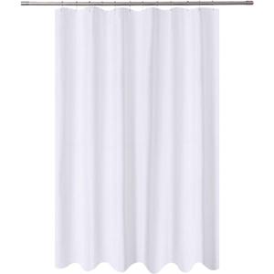 N&Y HOME Extra Long Shower Curtain Liner Fabric 72 x 96 inches, Hotel Quality, Washable, Water Repellent, White Spa Bathroom Curtains with Grommets, 72x96