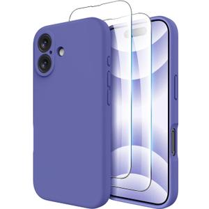 OTOFLY Compatible with iPhone 16 Case, Compatible with MagSafe, Shockproof Magnetic Silicone Case for iPhone 16,[Military Grade Protection] [2 Pack Screen Protectors], Flower Blue