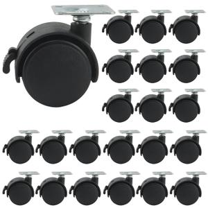 HOIGON 30 Pcs 1.5 Inch Swivel Caster Wheels, Black Nylon Plate Caster Wheels with Brake, 360 Degree Rotating Furniture Wheels for Cart, Cabinet, Shelf, 110Lbs Max Load Per Casters