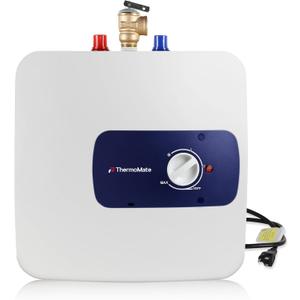 ThermoMate Mini Tank Water Heater Electric, 4 Gallons Small Under Sink Water Heater for Point of Use Instant Hot Water 110V 120V, Wall or Floor Mounted, UL Listed ES400, White