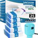 Large Vacuum Storage Bags with Electric Pump 25Pack(5 Jumbo/5 Large/5 Medium/5 Small/5 Roll) Vacuum Seal Bags For Clothing Travel Packing,Blanket,Duvets,Pillows,Comforters