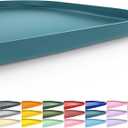 SMILOOL Silicone Pet Feeding Mat with Raised Edge for Food and Water, Dog Bowl Mats, Cat Bowls Placemat with High Lip for Floor Waterproof, Rubber Tray for Cats and Dogs 19 x 12 x0.7 Slate Blue