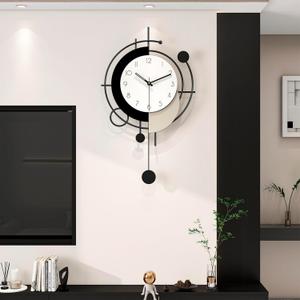 Large Wall Clock for Living Room Decor 26 Inch Modern Decorative Black Wood Wall Clock Battery Operated Non Ticking for Bedroom Office Kitchen Big Pendulum Silent Clock Wall Decor for Home