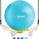 Exercise Ball, Daisy Shaped Yoga Ball Base with Resistance Bands for Stability, Yoga, Balance & Preganancy, Anti-Burst Ball Chair for Office, Home & Gym(65cm/22in) (Cerulean Blue Set)