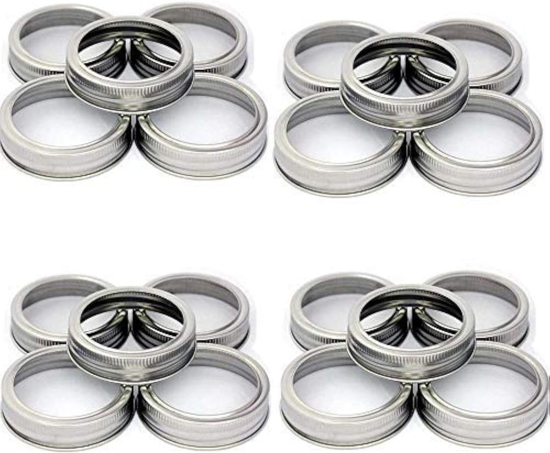 Mason Jar Replacement Rings or Durable & Rustproof Tinplate Metal Bands/Rings for Mason Jar, Canning Jars,Storage (Set of 20 Wide Mouth)