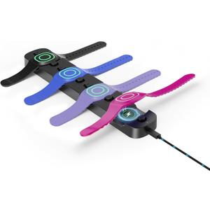 Doohoeek Charging Station for MagicBand+ Plus Magic Band, 4-in-1 Charger Portable for Disneyland MagicBand Plus, 90 Min Full Charging Dock for Magic Band+ Disney-World Family (Black, 4-Slot)