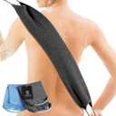 CASAVIDA Back Scrubber for Shower Nylon Bath Towel Washer Exfoliating Washcloth Rear Japanese Stretchable Strap Wash Cloth Body Exfoliation 2 Pack (Blue + Charcoal Gray)