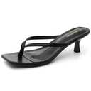 SKETOE Kitten Heels for Women Square Toe Sandals Flip Flop Heels Thong Sandals Comfortable Summer 2 Inch Heels Sandals Black, 8