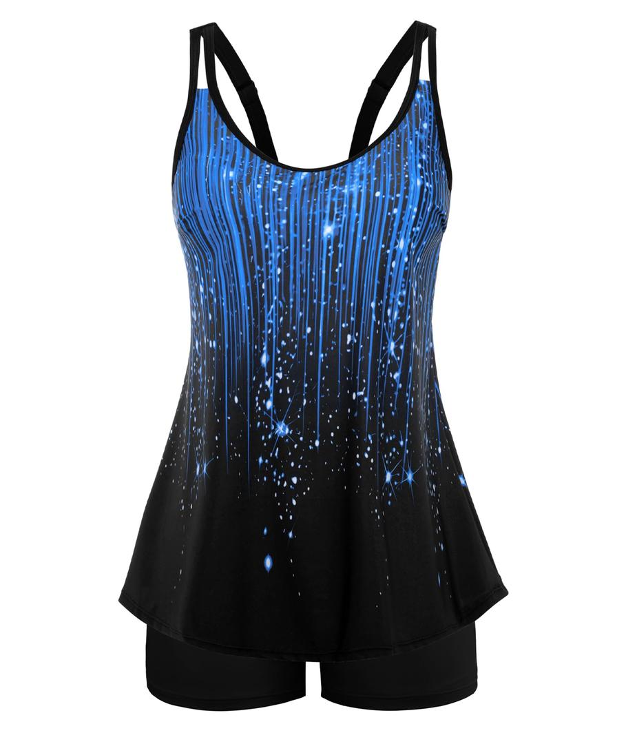 Arolina Tankini Swimsuits for Women Tummy Control Two Piece Bathing Suits Flowy Swim Tops with Boy Shorts, XL