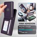 for Samsung Galaxy S24 Ultra Wallet Case with Kickstand Detachable Card Holder, for MagSafe Magnetic Wireless Charging, PU Leather Flip Credit Card Slots Slim Purse Cover Men Women, Purple