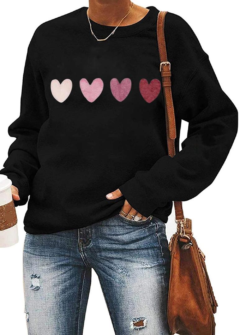Ykomow Long Sleeve Valentines Shirts Women Plaid Love Heart Valentine's Sweatshirts Blouse Tops M, Black