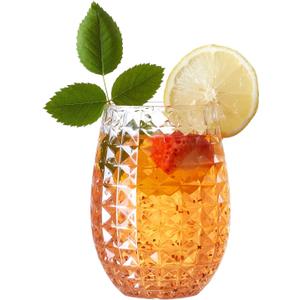 HOMIP Plastic Wine Glasses Stemless Set of 6: 16 oz Whiskey Cocktail and Fruit Juice Drinking Glass - Plastic Cups Unbreakable Reusable & Recyclable for Outdoor Pool Party Wedding, NOT Dishwasher