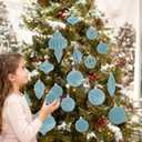 18Pcs Velvet Christmas Tree Ornaments Set, Shatterproof Flocked Christmas Decorations Bulk for Tree, Classic Decorative Hanging Ball Ornaments for Xmas Holiday Home Party Decor, Slate Blue