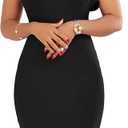 VASAUGE Women's Elegant Formal Bodycon Ruffle Sleeveless Midi Cocktail Party Dress (Large, Black)