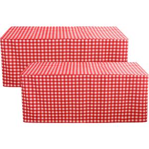 HolidayIdeas Fitted Checkered Picnic Tablecloths for 6 Foot Tables - 72 x 30 Inch - 2 Pack Rectangle Buffalo Plaid Table Cover for Parties, Outdoor Decor, Trade Show (Red and White)