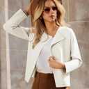 GRACE KARIN Womens Cropped Knit Sweater Blazer, Oversized Open Front Jackets 2026 Spring, Laple Cardigans Dressy Casual (White, L)