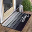 Bulijojo Grey Entrance Door Mat Large 17 x 30 Inch Entry Way Doormat Front Door Rug Outdoor Heavy Duty Welcome Mat, Non Slip Rubber Back Low Profile (1'5" x 2'6" (Rectangular))