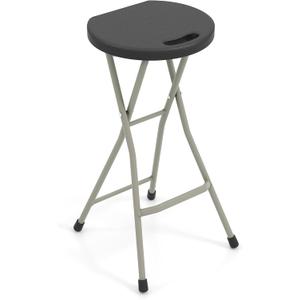 GYMAX Folding Stool, 28in Portable Collapsible Bar Stool with Handle & Steel Frame, 330lbs Sturdy Foldable Lightweight Metal Chair for Outdoor/Indoor Kitchen Home Bar, Assembly Free (Set of 1, 28inch) (Black)
