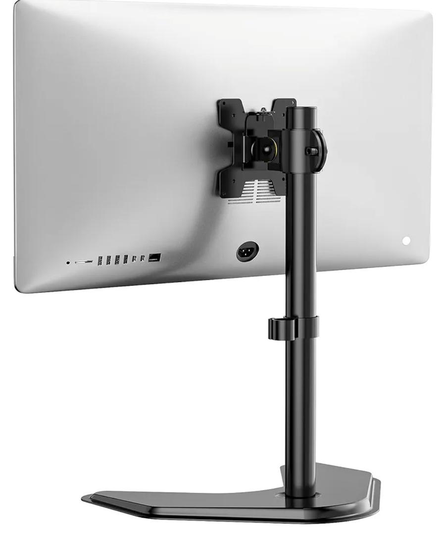 WALI Single Monitor Stand up to 32 Inch Screens, Freestanding Single Monitors Arm Desk Mount, Universal VESA Monitor Mount 75x75/100x100mm, Adjustable Height and Angle (MF001), Black
