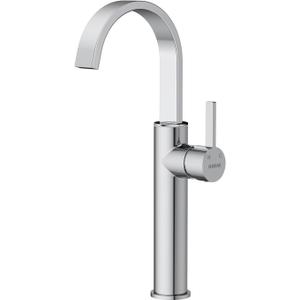 Kitchen Faucets Vessel Sink Faucet, Hurran Chrome Kitchen Sink Faucets, Modern Single Hole Bar Sink Faucet with 2 Supply Hoses, Tall Flat Pipe Faucet for Utility Sink Vanity RV Farmhouse Sink