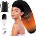 Heated Cap for Deep Conditioning: Upgraded Extra Large 10-Level Fast Heating 3 Time Settings Hair Steamer Cap for Natural Black Hair Portable Thermal Steam Cap for Home Hair Treatment - Deep Black