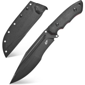 Eafengrow EF151 Fixed Blade Knife N690 Steel Blade Micarta Handle Full Tang EDC Tool Straight Knife for Working Camping Survival (black)