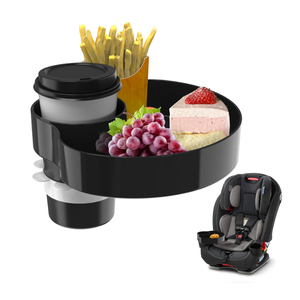 Kids Car Seat Tray, Travel Tray with Cup Holder for Toddler Baby, Kids Car Seat Food Snack Organizer for Road Trip, Stroller snack Organizer Travel Must Haves Toddler Must Haves (Black) 