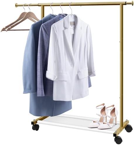 MISSLO Small Garment Racks for Hanging Clothes Rack Mini Kids Clothing Rack Rolling Dress up Storage for Toddler, Baby, Little Girl, Children, Adult(Gold)