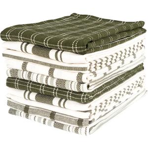 KAF Home Assorted Flat Kitchen Towels - Set of 10, 18 x 28 Inch (Olive)