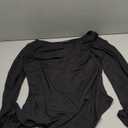 ZESICA Women's Long Bell Sleeve Shirts 2026 Fall Going Out Asymmetrical Crop Tops Slim Fit Ribbed Ruched Y2K Clothes (Black) M