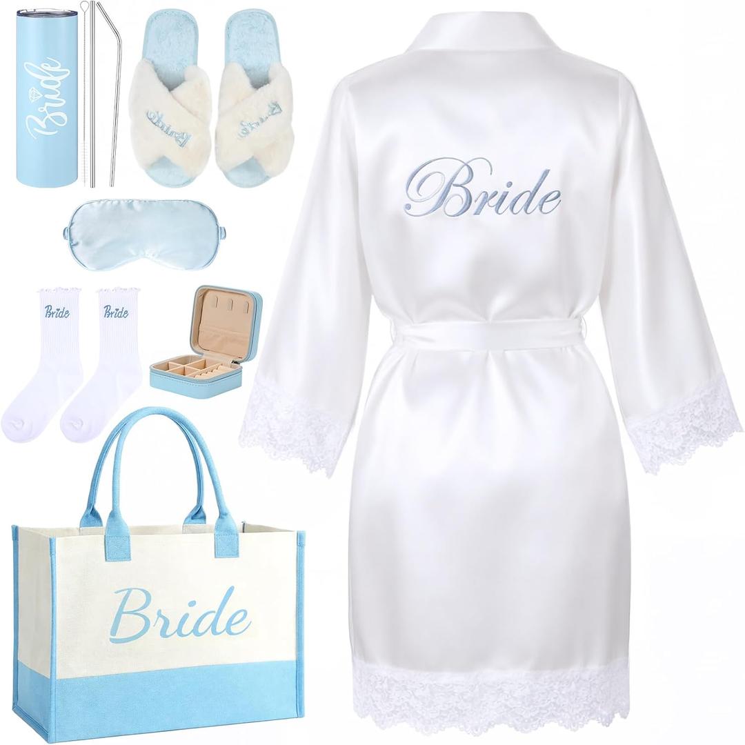 7pcs Something Blue Bride to Be Bridal Shower Box Gift,Classic Style,L